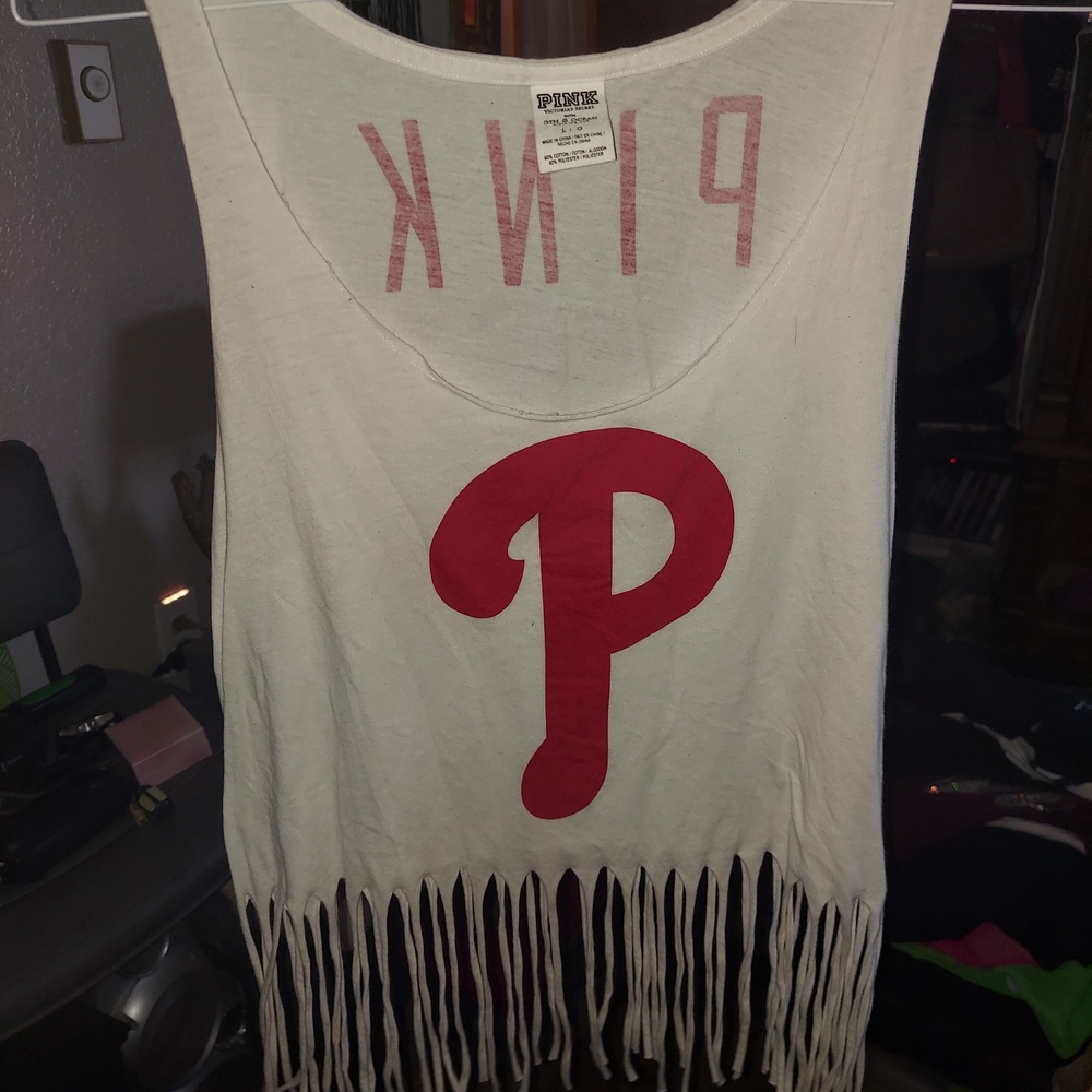PINK Victoria's Secret White Tank with Red Logo